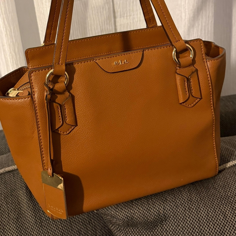 Lauren Ralph Lauren Brown Leather Tote Shoulder